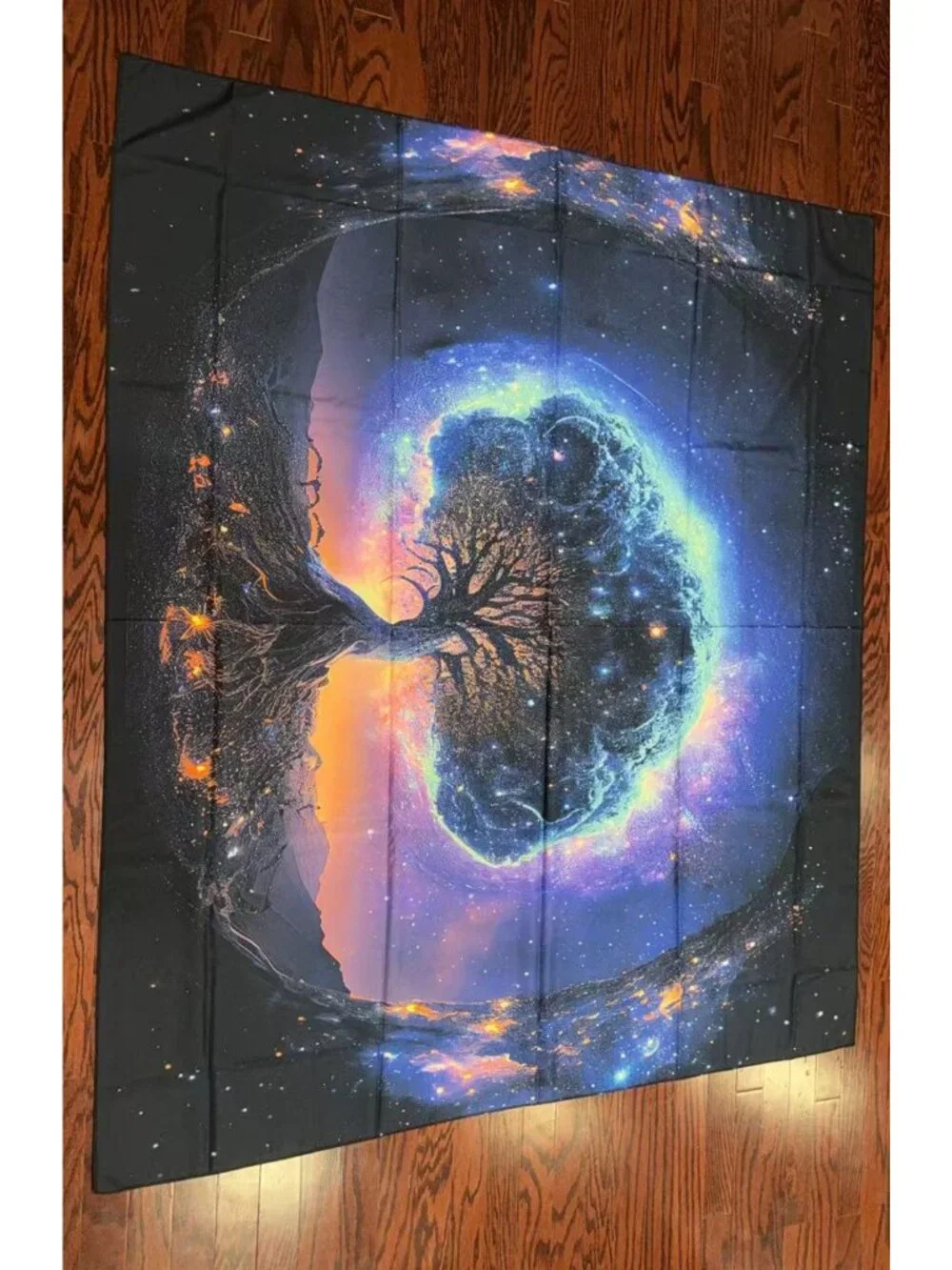 51×60 Inch Psychedelic Galaxy Tree of Life Cosmic Starry Wall Tapestry